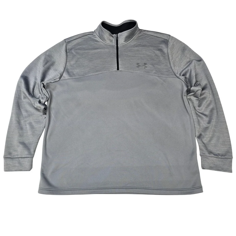 Under Armour ColdGear Mens 2XL Gray Quarter Zip Fleece Pullover Loose Fit Jacket